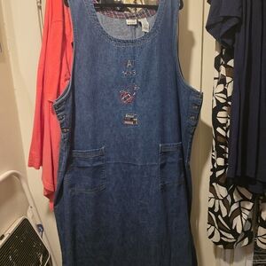 White Stag Blue Denim Dress with Fun Embroidery